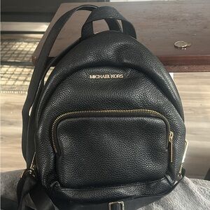 Michael Kors Black Pebbled Leather Backpack